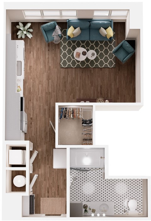 The Crown of Queen City Apartments in Charlotte, North Carolina S2B Floor Plan